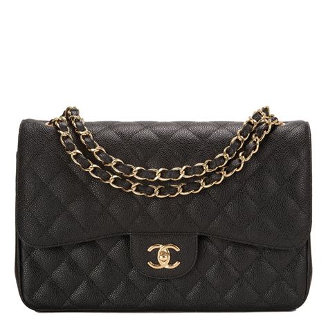 chanel black caviar gold|Chanel Black Caviar Calfskin Classic Jumbo Bagbag, 2019 .